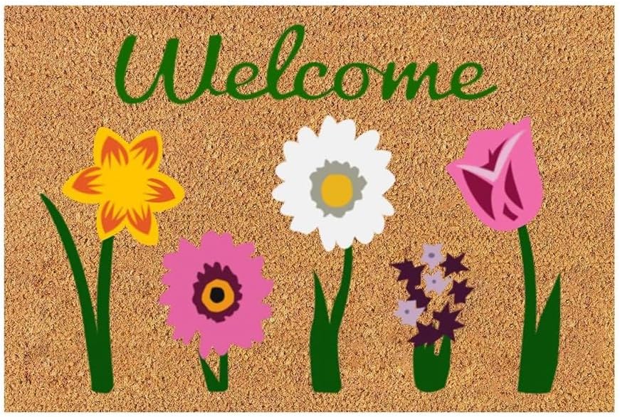 Ysyaxsyt Welcome Floral Coir Doormat for Indoor Outside The Outside Mat for Entryway Outdoors Yard House Ornament