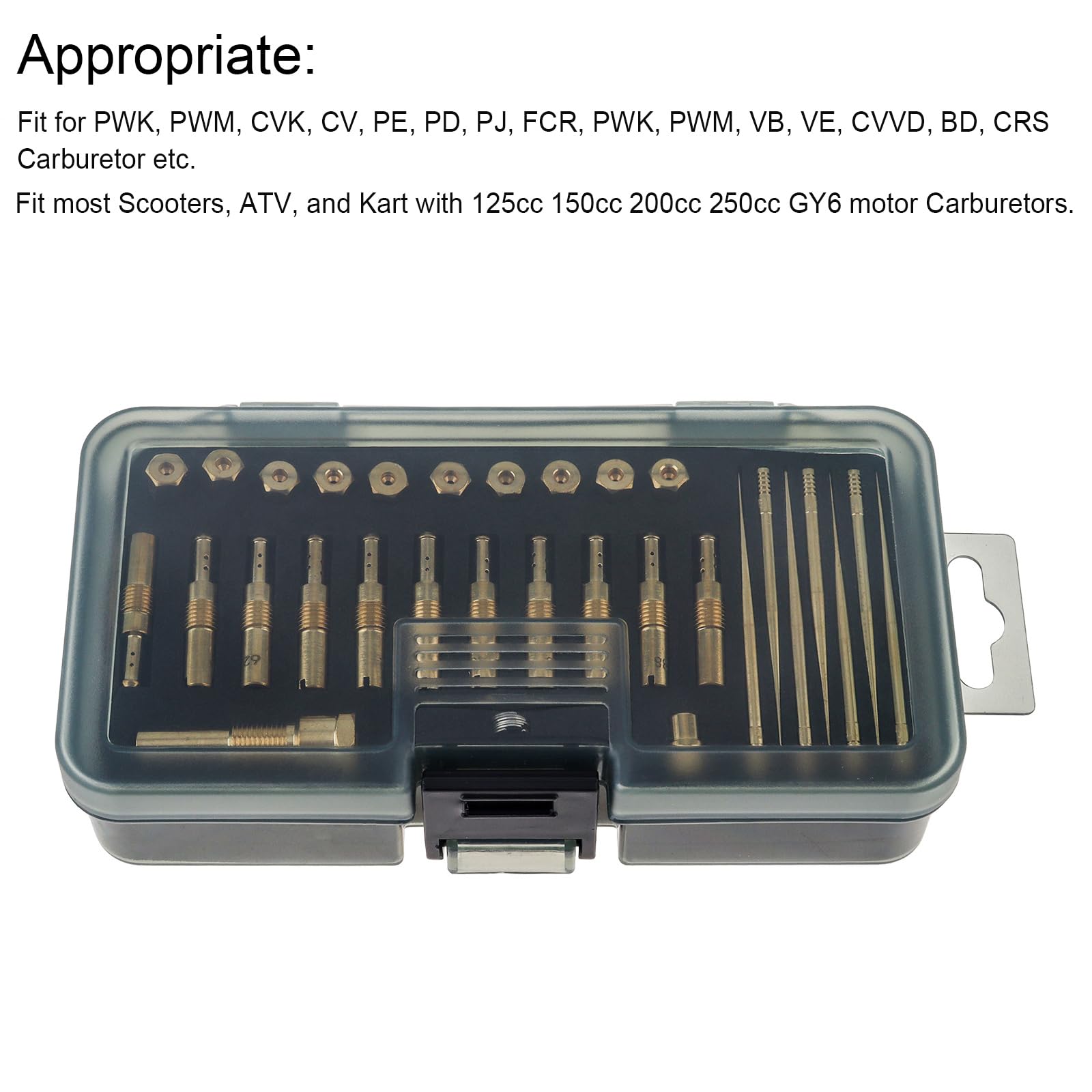 Windance 30 pezzi Kit Ugelli Principali e Lenti del Carburatore Tubo di Emulsione Portaugello per Iniezione Compatibile con CVK PWK PWM/PE 26/28, Kit Modificato Ugelli in Ottone (30 Fori)