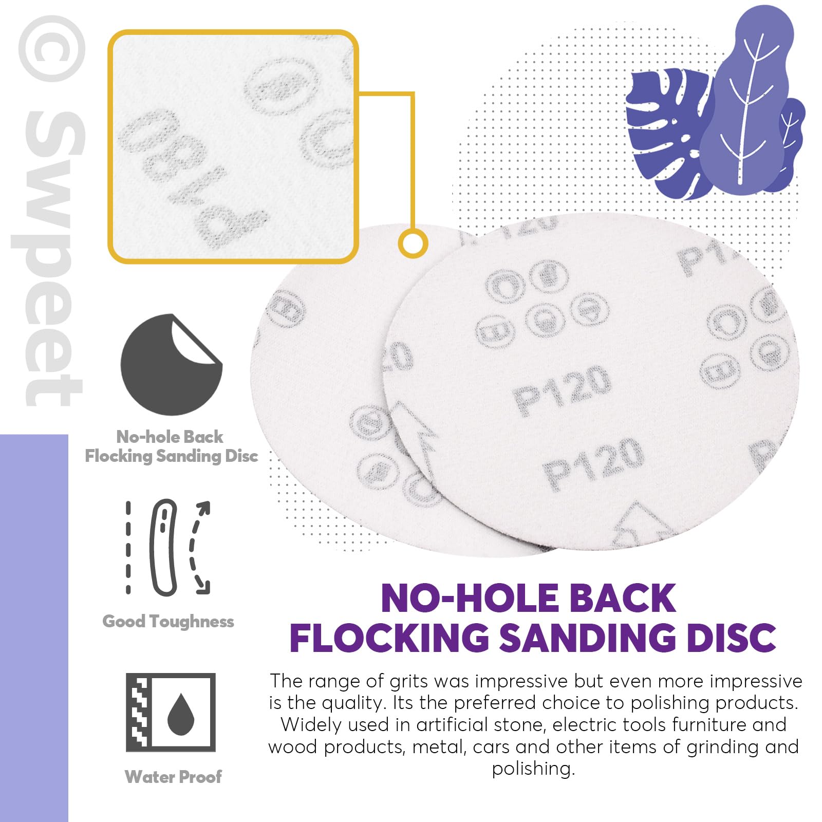 Swpeet 23 nastri abrasivi in ossido di alluminio da 96 cm (grana 80/120/150/240/400) con disco abrasivo autoaderente senza fori da 6 pollici (grana 80/100/120/180/240/400) e gomma per la pulizia