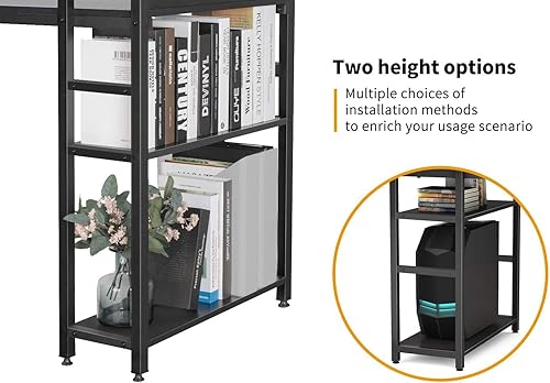 Miniatura 5 de CubiCubi Escritorio para computadora de 47 pulgadas con estantes de almacenamiento, mesa de trabajo reversible con estantería para oficina en casa,