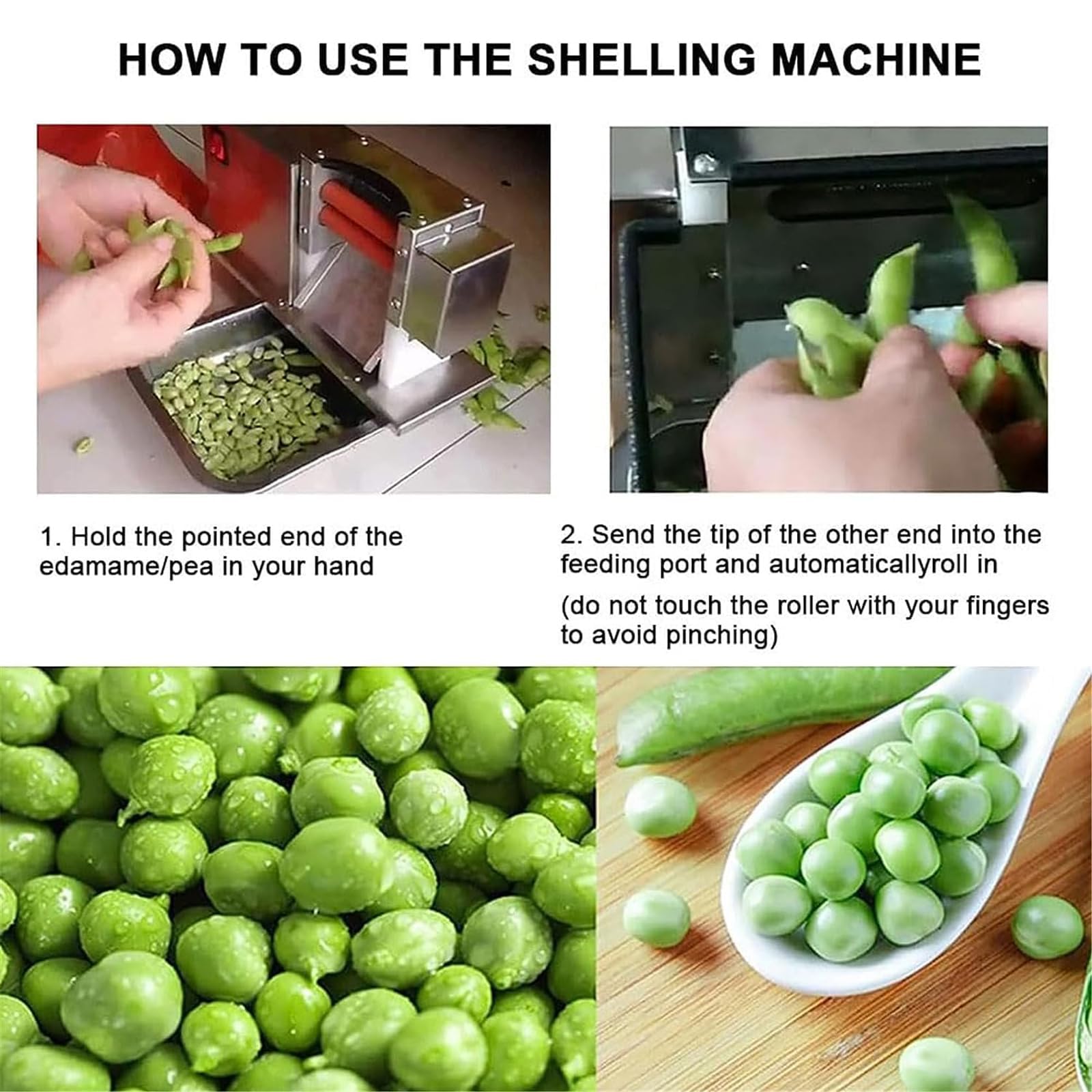 Sbucciatore Elettrico per Piselli, sgusciatore semiautomatico Commerciale per Edamame da 20 W, Risparmio energetico e Silenzioso/Alta resa/Ora da Usare e sbucciare(