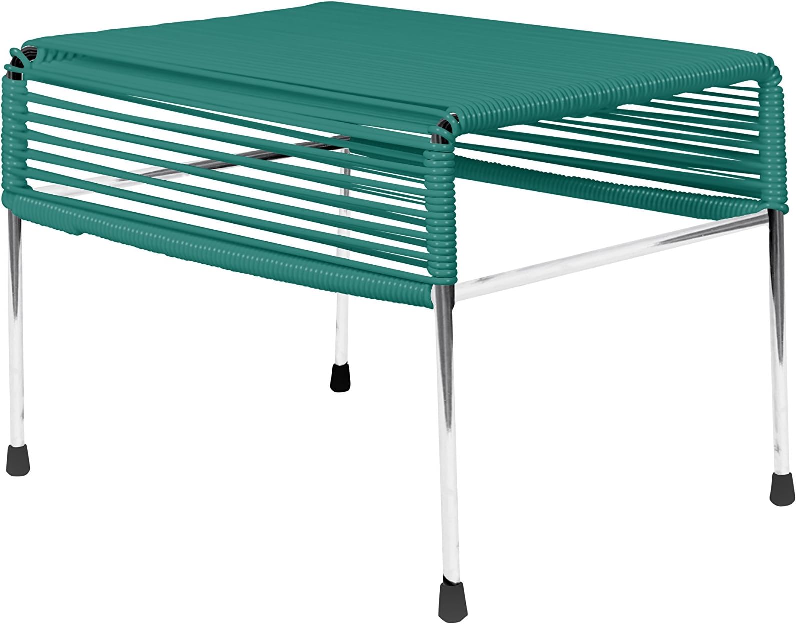 INNIT 08-03-09 Adam Turquoise Weave Ottoman with Chrome Frame, Multi-Colour