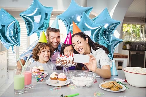 Miniatura 5 de Treasures Gifted Globos de estrella azul bebé, globos de estrella de Mylar azules, globos de papel de aluminio de estrella azul, globos de Mylar de