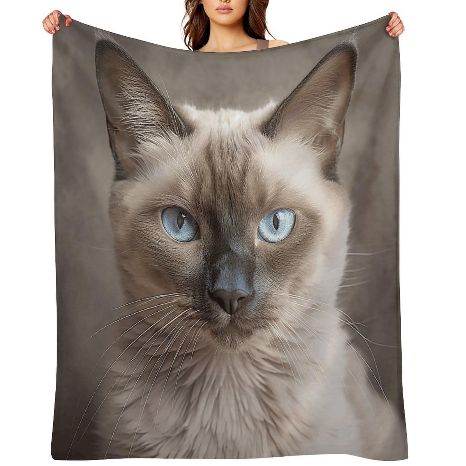 Beautiful Siamese Cat Throw Blanket for Couch and Bed Super Soft Warm Lightweight Throw Blankets Cozy Fuzzy Flannel Blanket Personalized Decorative Blankets for Sofa Decor 40"x50"