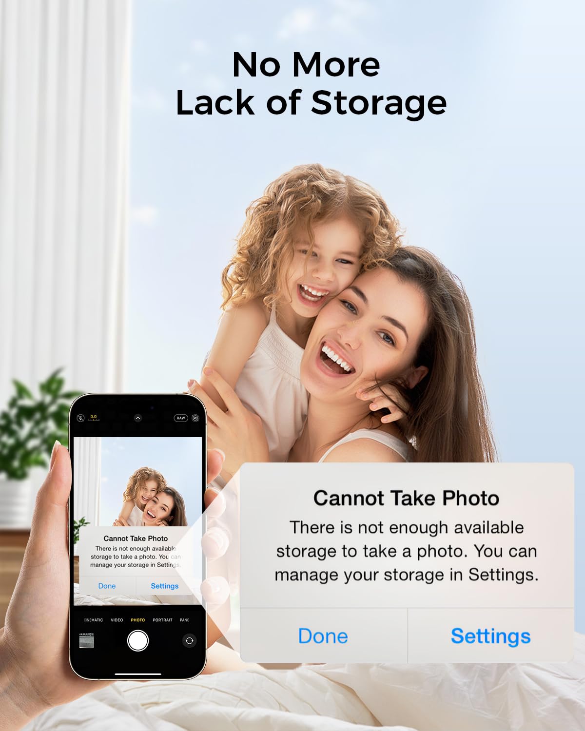 NEWQ Disco rigido esterno da 1 TB per iPhone, dispositivo di archiviazione foto compatibile con USB-C e Lightning, backup di foto/video con un clic per liberare spazio sul telefono, supporto