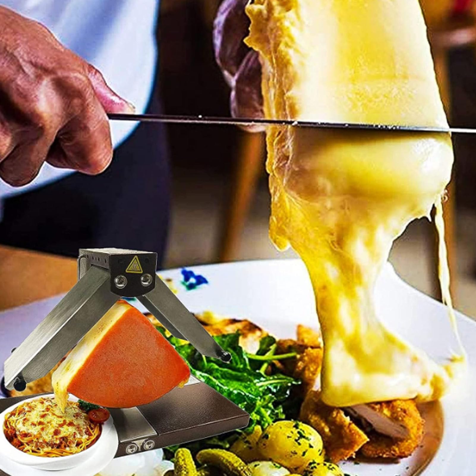Scioglitore Elettrico Commerciale per raclette per Mezze Forme di Formaggio,Multifunzione ad Angolo Regolabile in Acciaio Inossidabile,Riscaldamento rapido,per ristoranti,cucine