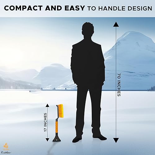 Miniatura 22 de EcoNour Cepillo de nieve desmontable de 57 pulgadas con raspador de hielo para parabrisas y ventana de automóvil, diseño 4 en 1, cerdas sin Naranja