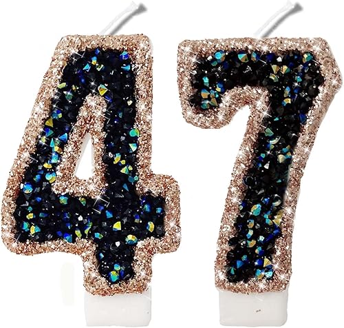 Miniatura 371 de Velas de números con purpurina de oro rosa de 2.8 pulgadas, muchos colores, regalos de cumpleaños de 22 años, velas de cumpleaños, velas de números