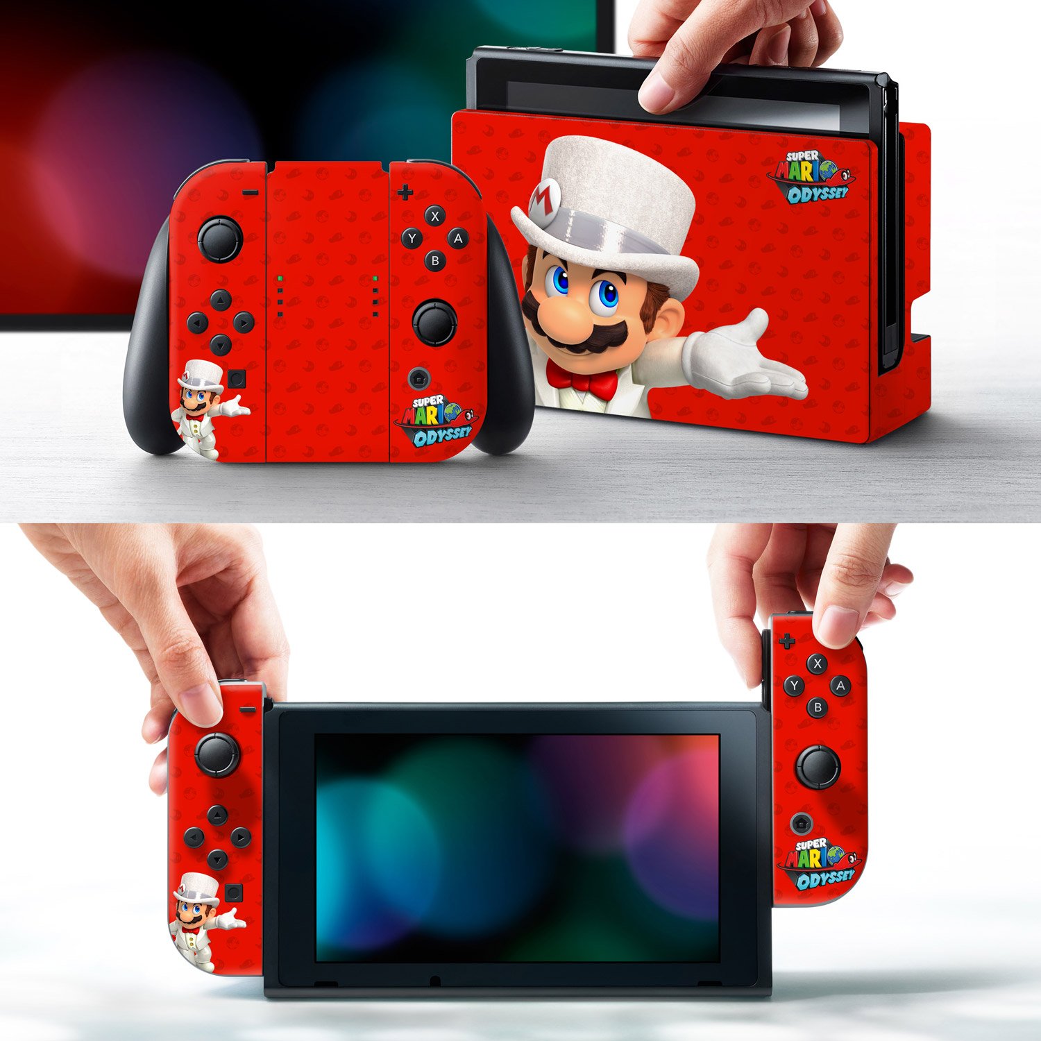 Controller Gear Nintendo Switch Skin & Screen Protector Set, Officially Licensed By Nintendo - Super Mario Odyssey "Wedding" - Nintendo Switch : Video Games