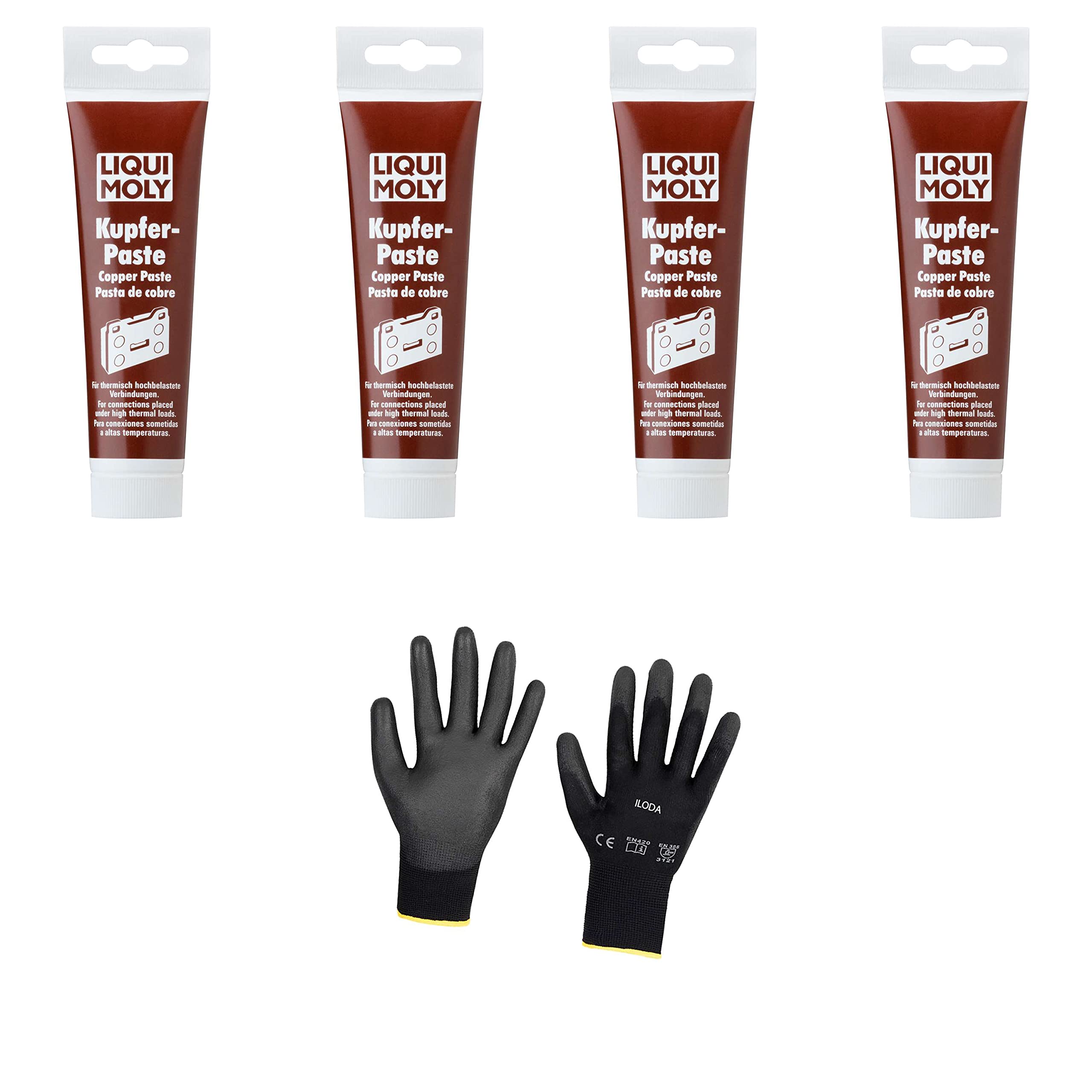 4xOriginal Liqui Moly 100g Kupferpaste 3080 Schutzhandschuhe