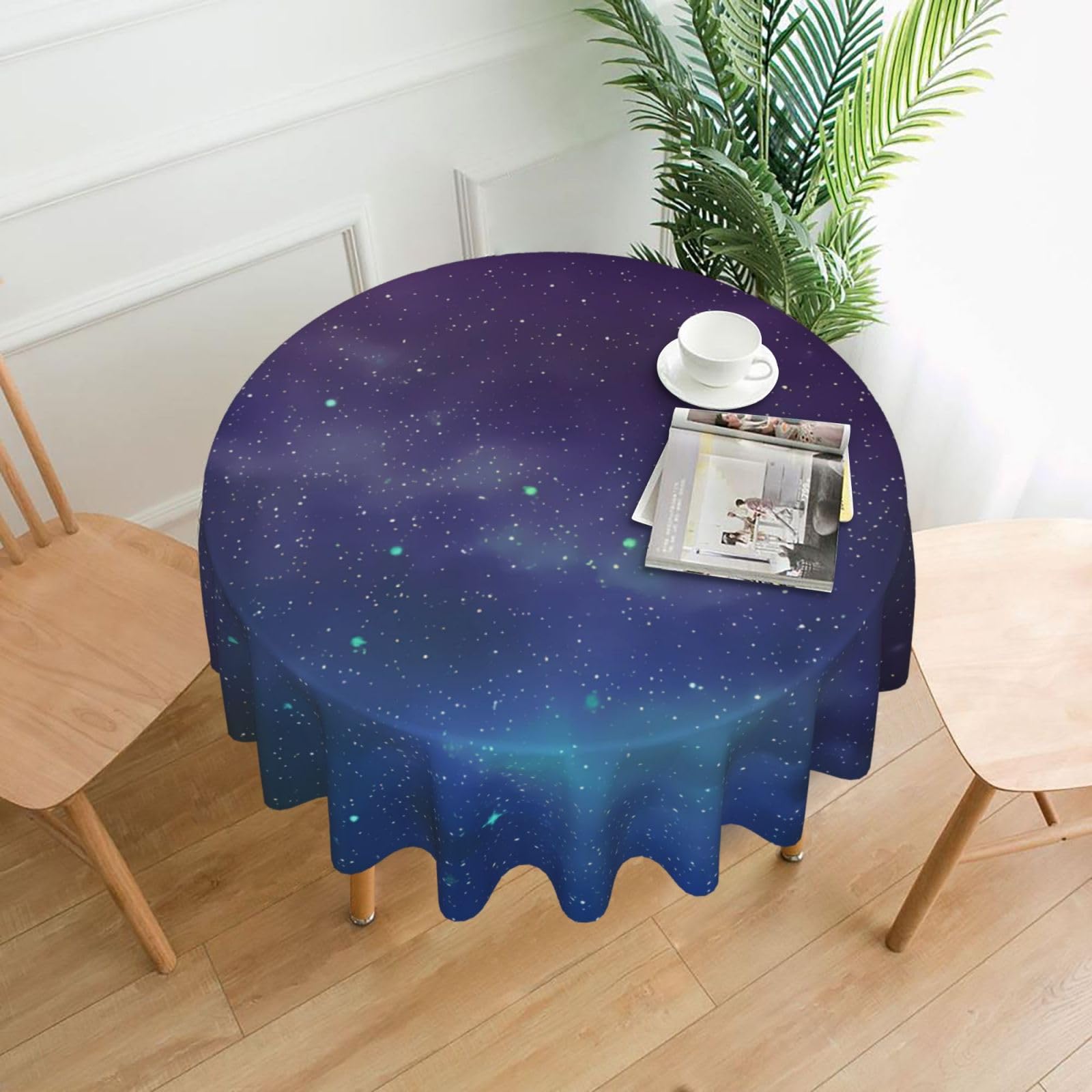 ZHAOUR Universe With Stars And Galaxy Interstellar Print Round Washable Tablecloth – Table Cover