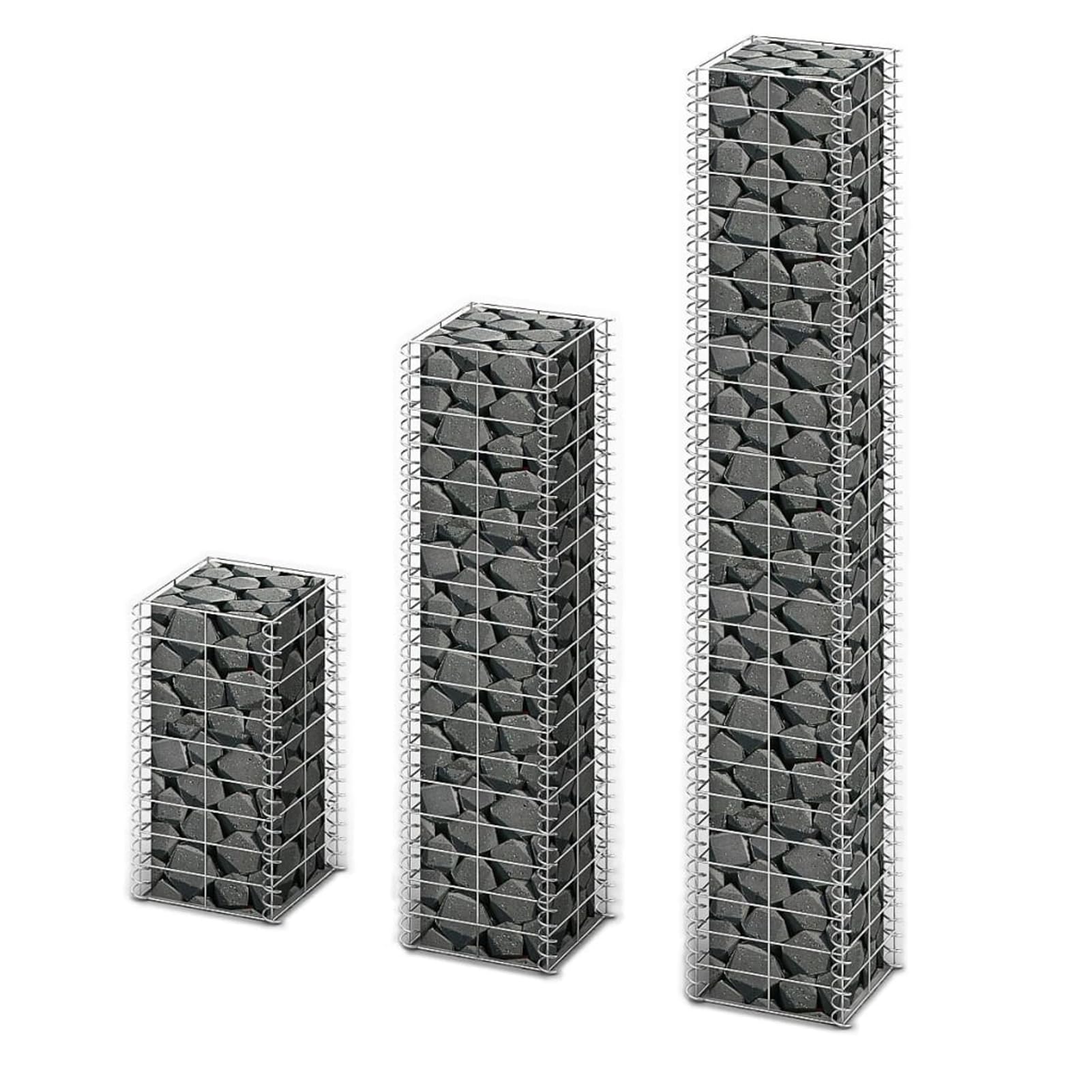 Tidyard Gabionen-Set 3-TLG/Steingabione/Steinkorb, aus Verzinktem Stahl, 25 x 25 x 50/100/150 cm(L x B x H) (3 Stück)