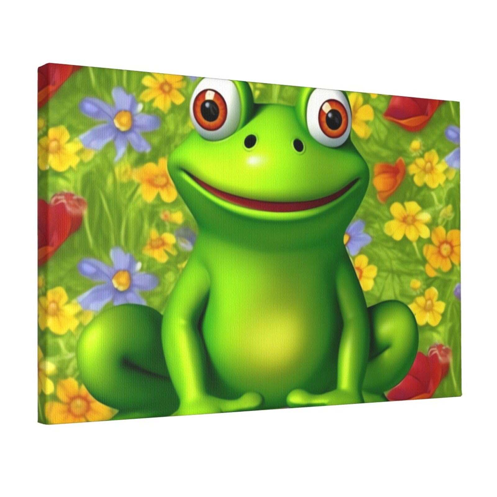 KLOPH frog Canvas Wall Art for Living Room 12"x18" Modern Artwork Painting for Bathroom Hanging Canvas Prints Aesthetic Wallart for Bedroom Kitchen Office Wall Decor