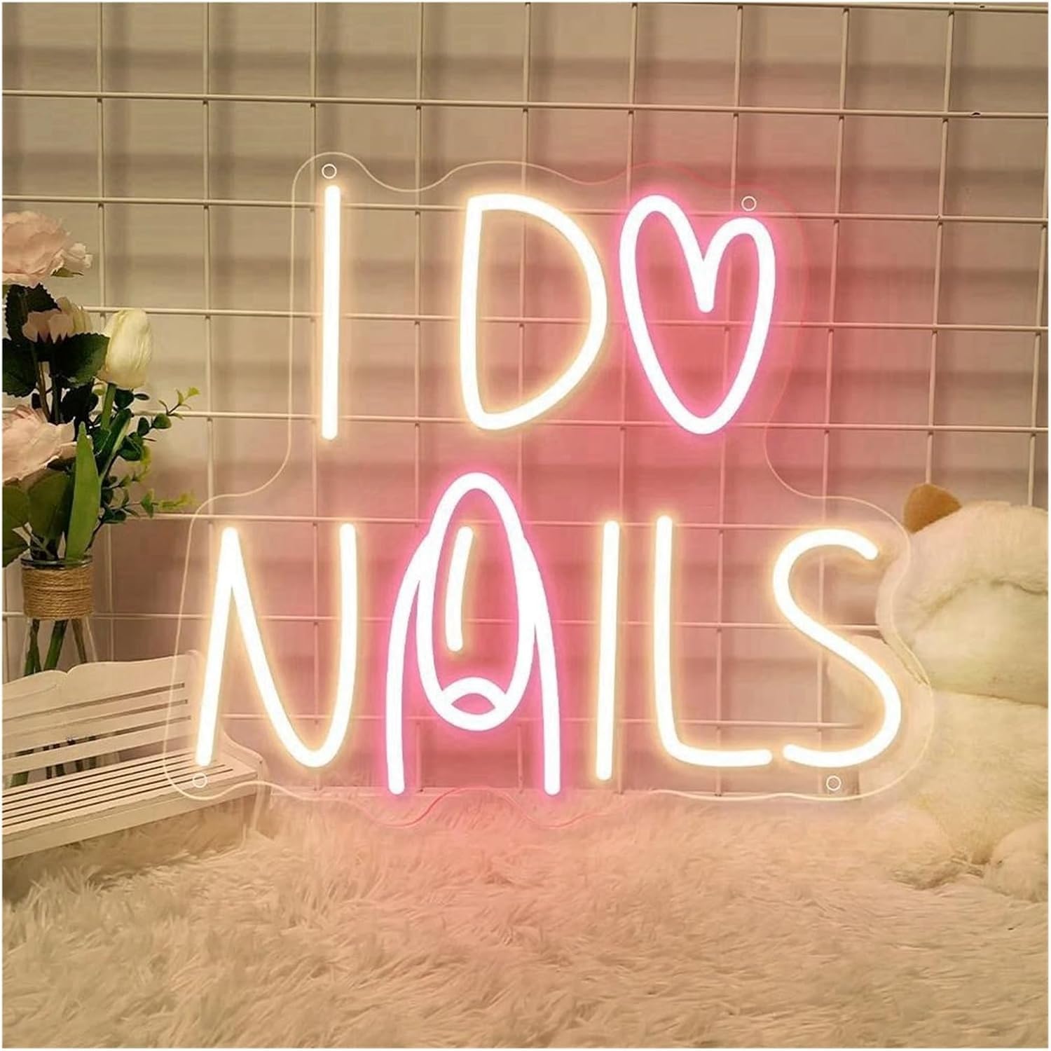 Zynther Neon lamp for LED for Neon Sign I Do Nails Nails Room for Lights Wall Hanging Decoration Business 35cm×40cm(F)