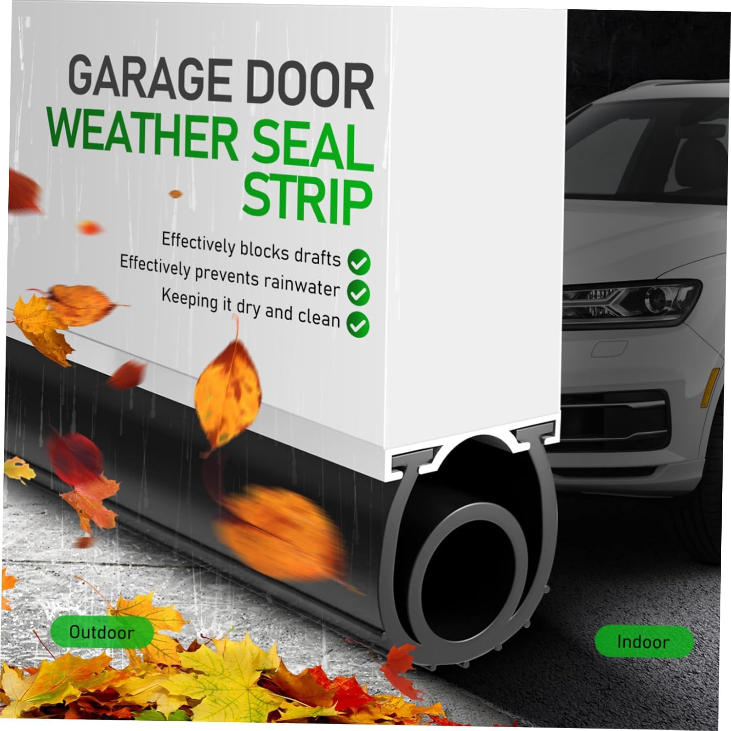 Universal EPDM Garage Door Bottom Seal Weatherproof Insulation Strip 16ft Roll for Garage Doors Extra Thick Gasket Kit to Block Drafts and Water