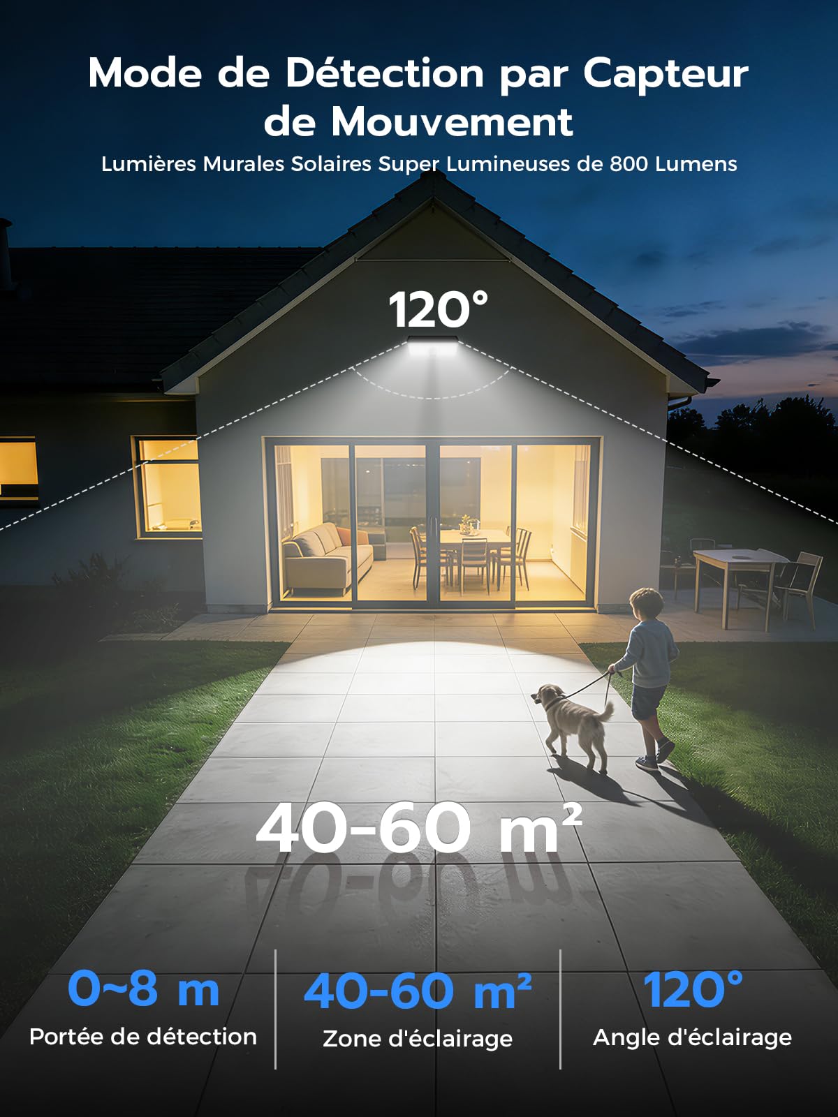 Smiling Shark WL-06L Lampe Solaire Extérieur Detecteur de Mouvement, Double Fonction Applique LED Murale Solaire Exterieur 4 Modes IP65 Projecteur Solaire Blanc Froid pour Jardin Garage Lot De 4