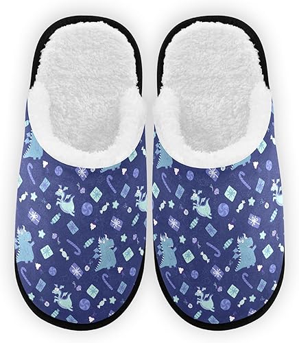 Miniatura 2 de KOPIRIT Christmas Cute Dragon Dinosaur Slippers for Women Men Washable Soft House Home Spa Slippers Slipper for Gift Hotel Guest Travel Bedroom