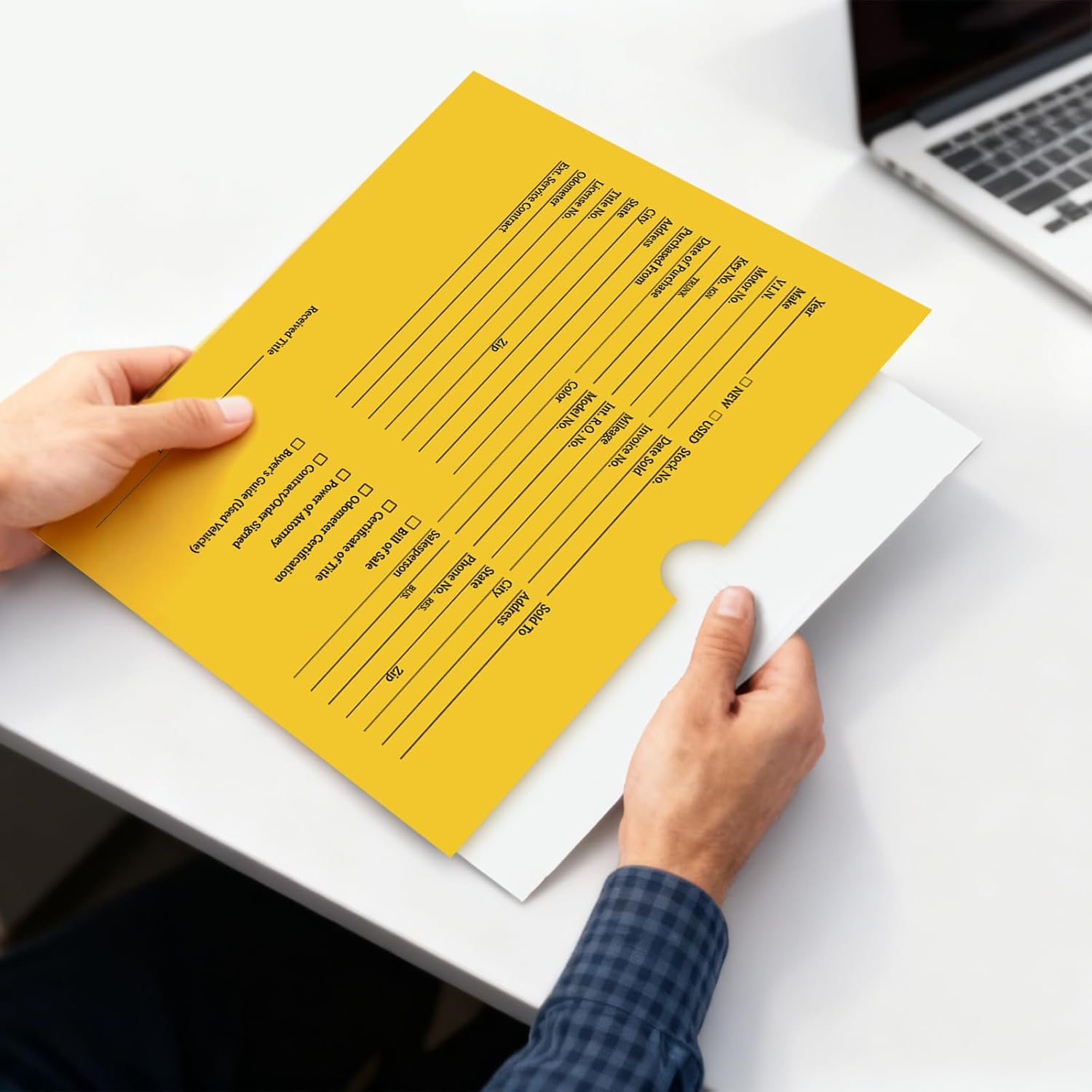 100 Pack Vehicle Deal Jackets for Dealerships, 9X12 Inch Printed Vehicle Deal Envelopes, Car Sales Deal Folders, Dealer Record Envelopes (Yellow) - Image 5