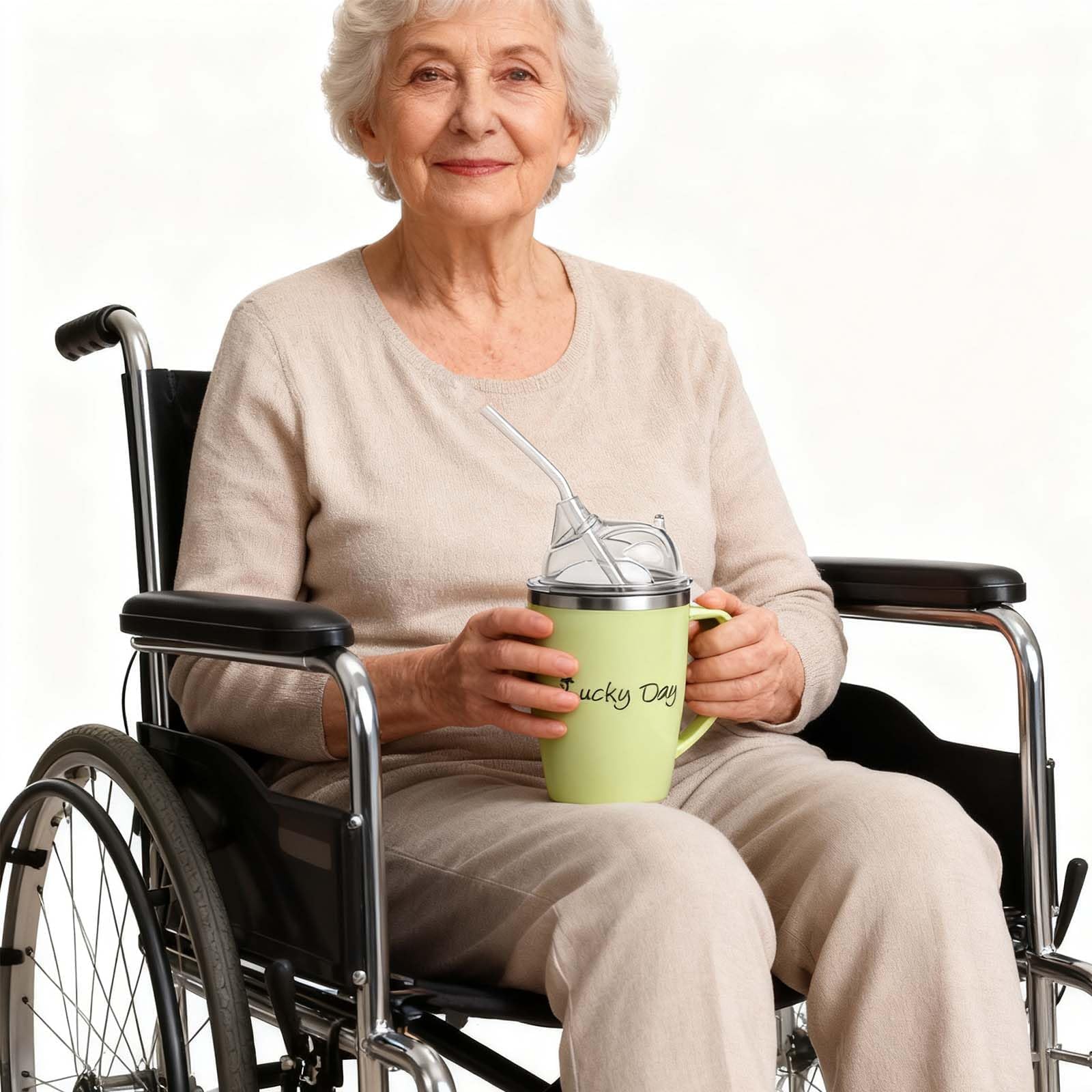 MINZHI 350 ml, Tazzaperadulti, con cannuccia, Tazza3in1peradulti, Tazza in1peradulticonmanici, Tazza d'acqua per anziani,Tazza con beccuccio per adulti, adatto a pazienti, anziani e disabili