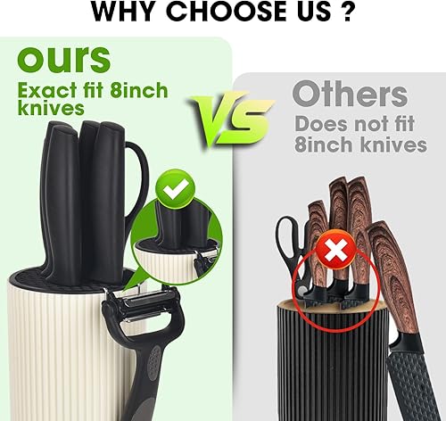 Miniatura 6 de Juego de cuchillos de cocina de 10 piezas con bloque y afilador, juego de cuchillos de acero inoxidable antioxidante para cocina, juego universal de