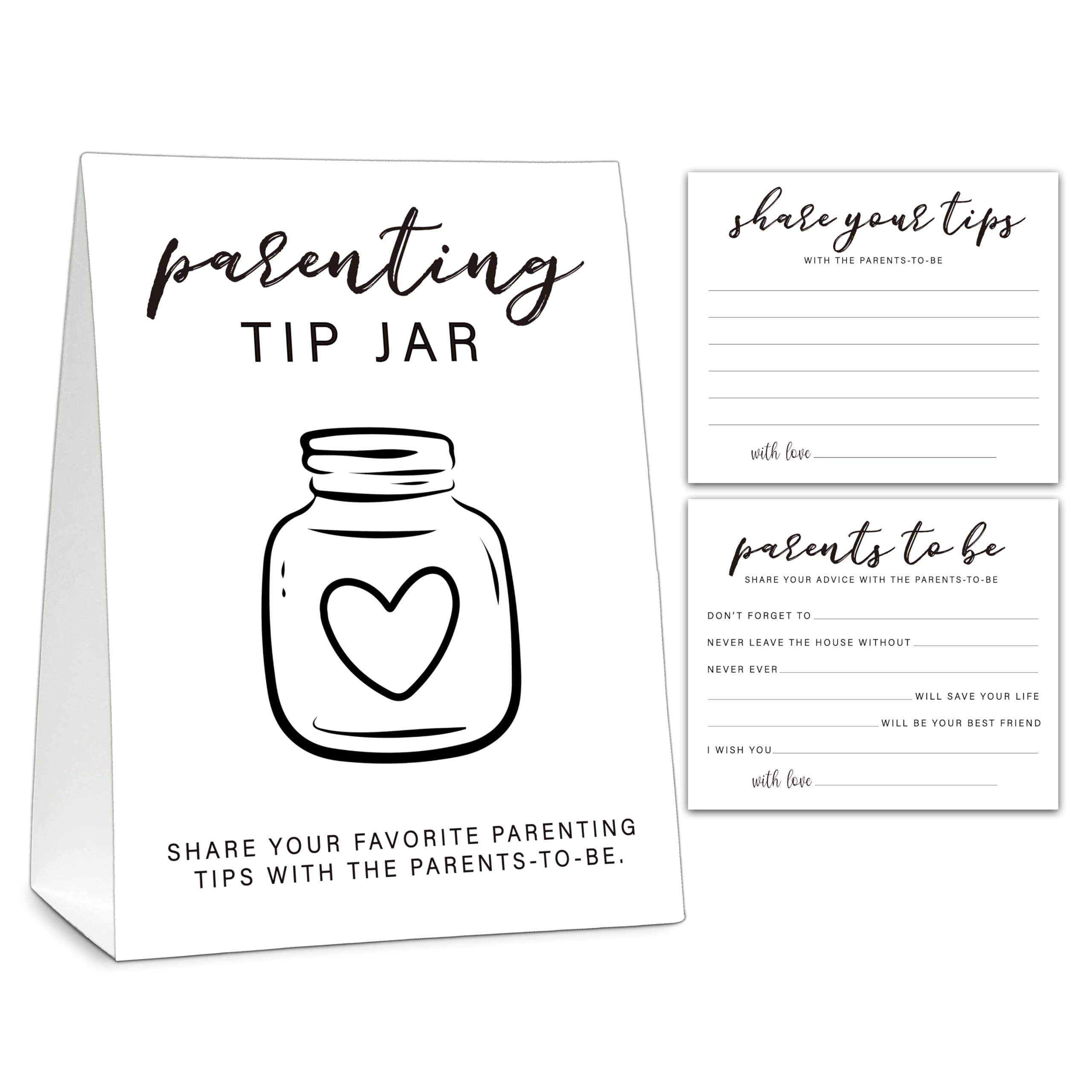 Parenting Tip Jar Baby Shower Game Cards, 1 Standing Sign (5