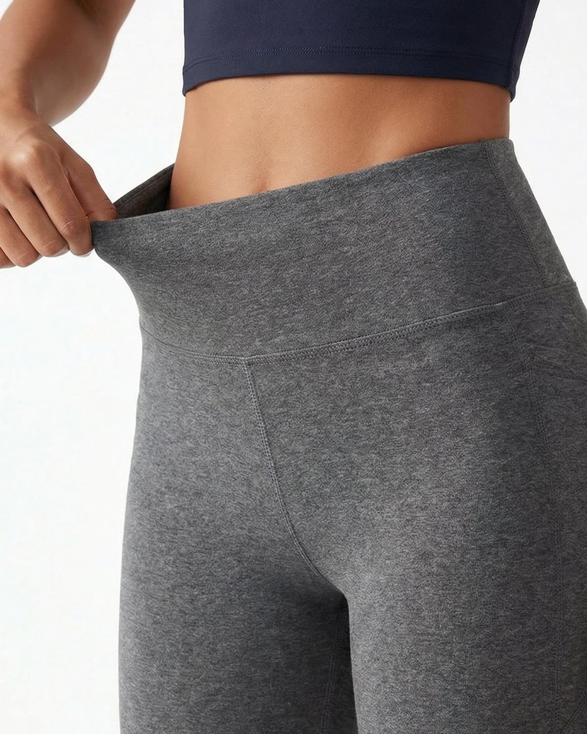 Zylioo Women’s Tall Flare Cotton Leggings High Waist Extra Long Yoga Pants with Side Pockets Long Length Fit Grey