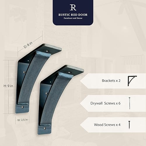 Miniatura 2 de RRD - Soportes de mantel de acero resistentes (paquete de 2) para chimenea, soporte de soporte de encimera, soporte de acero soldado a mano, soporte