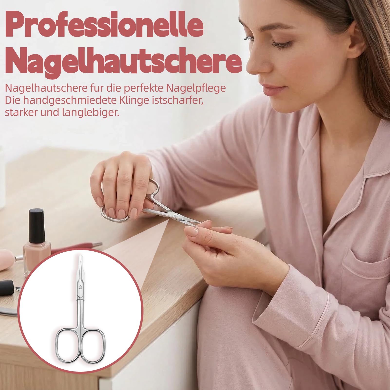 Hautschere Mit Dünner Spitze,Professionelle Nagelhautschere Mit Gebogener Spitze,Nagelschere,Nagelhaut,Extra Scharf Aus Edelstahl,Zum Präzisen Kürzen Entfernen Von Nagelhaut,Augenbrauen Und Wimpern
