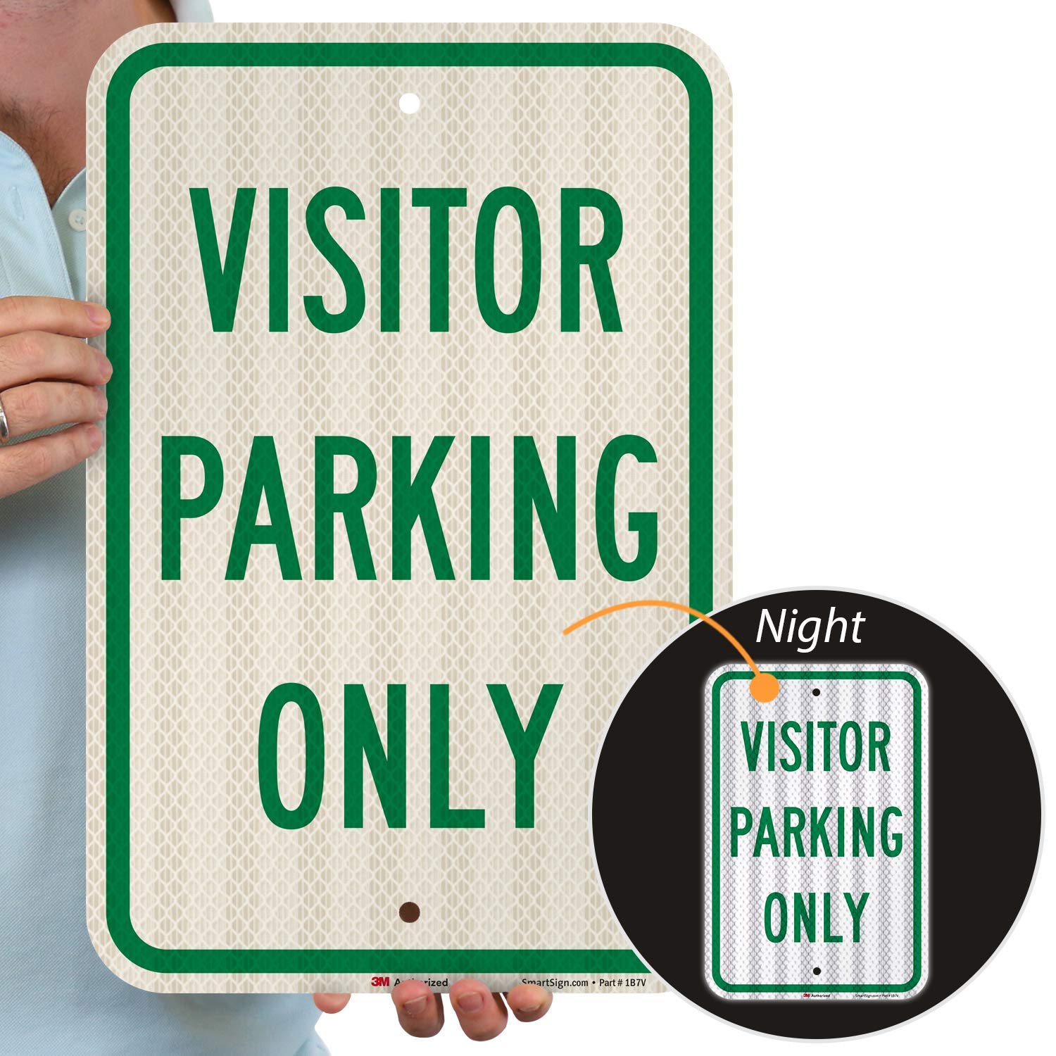 Panneau « Visitor Parking Only » par SmartSign | 30,5 x 45,7 cm 3M haute intensité en aluminium réfléchissant
