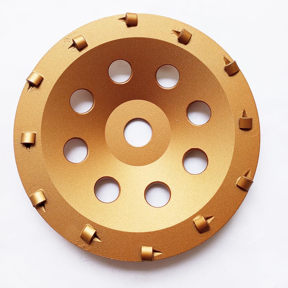 Muela abrasiva PCD de 7 pulgadas para quitar revestimiento de superficie de suelo de hormigón epoxi | 12 segmentos para pintura de masilla de pegamento con eje sin rosca de 22,23 mm