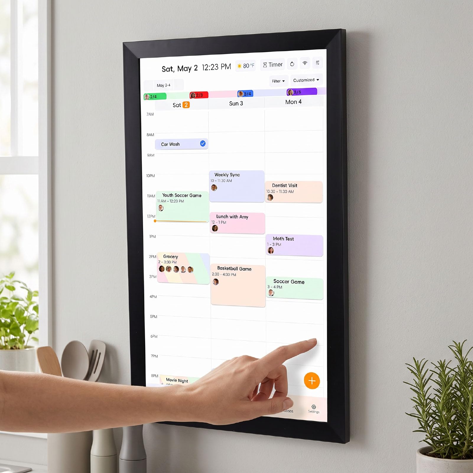 Smart Digitaler Kalender, HD Touchscreen WLAN Sync 21,5 Zoll,