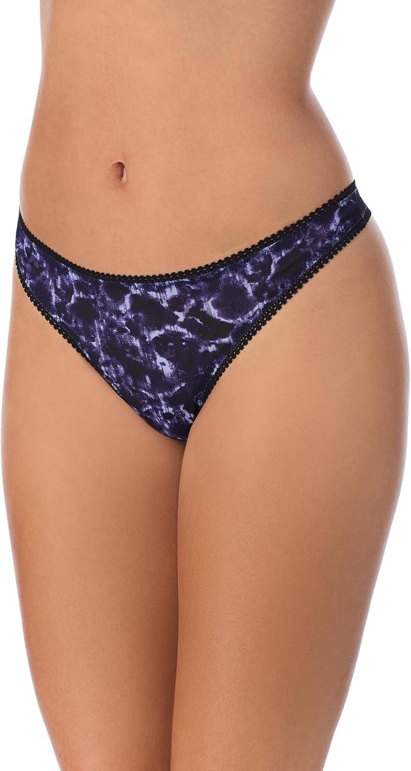 OnGossamer Women's Intimate Apparel Mesh Low-Rise Bikini Panty, Black/Deep Fuchsia/Marble Sea, Large - Image 3