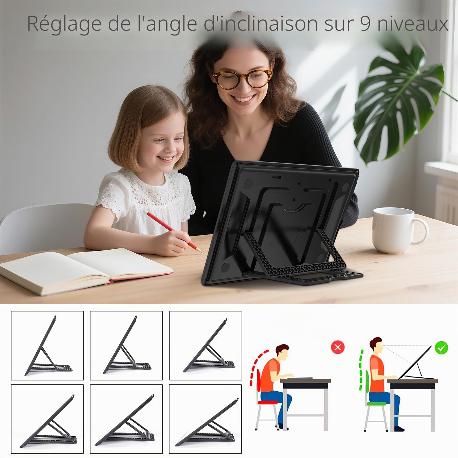 TOHETO A4 rechargeable Tableau lumineux avec support, bloc lumineux magnétique super lumineux avec boutons latéraux, boîte à lumière sans fil pour le traçage et le dessin, croquis, peinture diamant