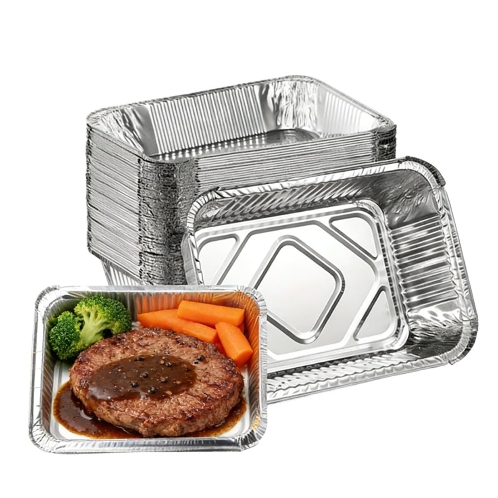 Compatible Con Freidora De Aire Universal, Bandeja Cuadrada De Papel De Aluminio De 20/30/50 Uds., Caja De Papel De Estaño Desechable For Reciclaje De Aceite De Barbacoa En Horno(50PCS)