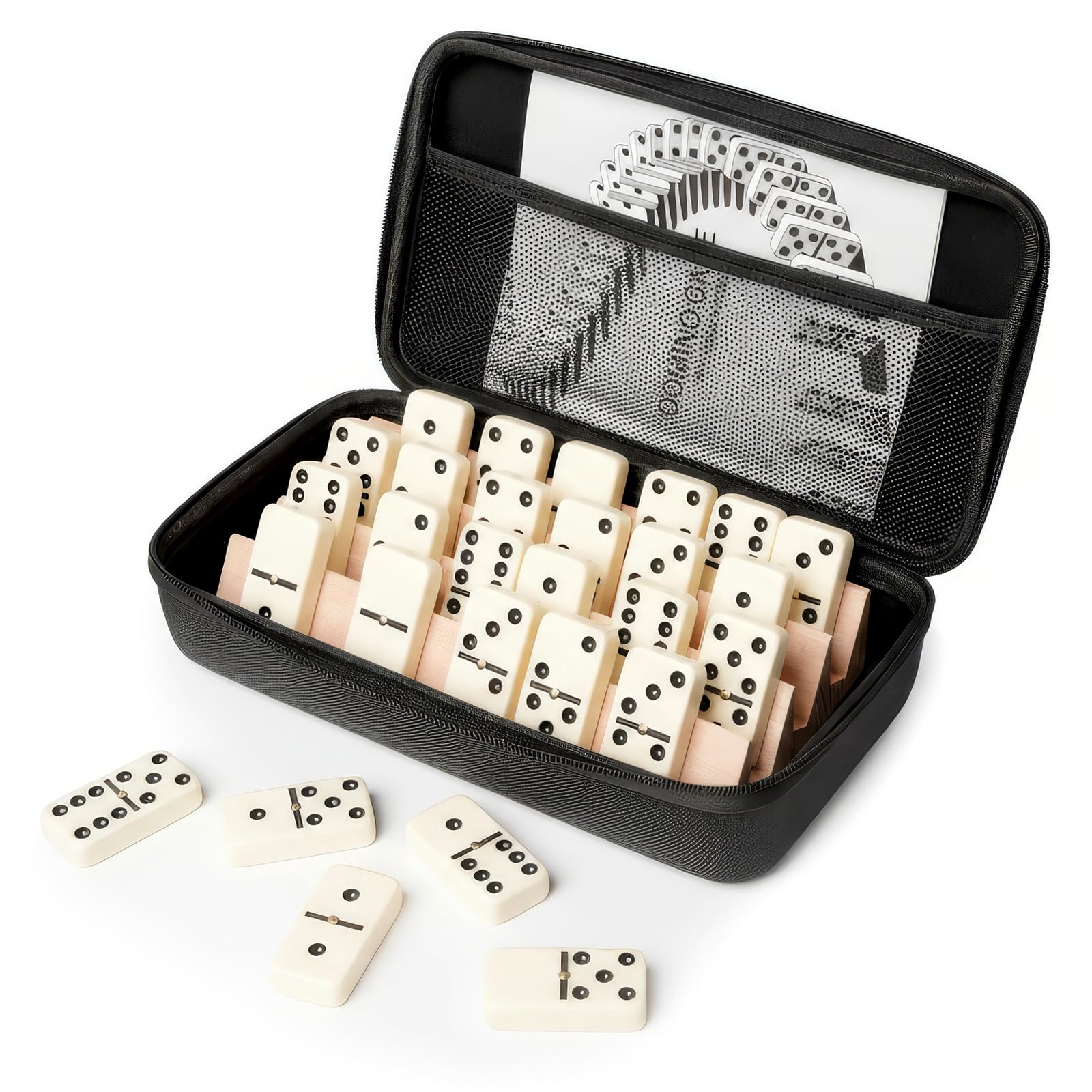チャメロプスボルケーノ マルチネス　ピニョンマツ　セット KIPPERYAN Jumbo Dominos Set with 4 Wooden Racks-Double 6 Dominos