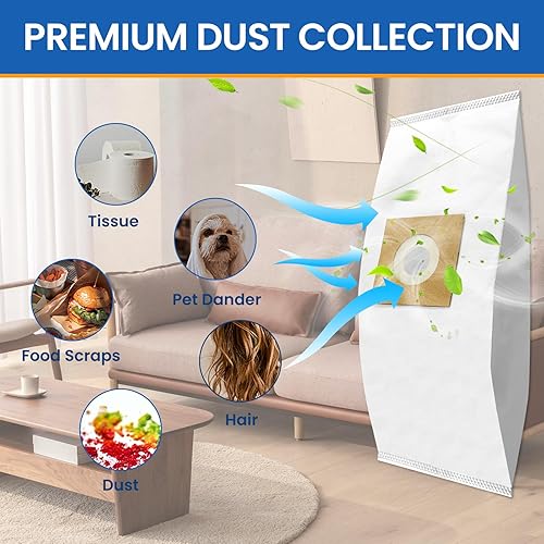 Miniatura 5 de Paquete de 12 bolsas de vacío HEPA tipo Y compatibles con aspiradoras Hoover WindTunnel estilo vertical Y, Z, YZ, Parte # 4010100Y, AH10040,