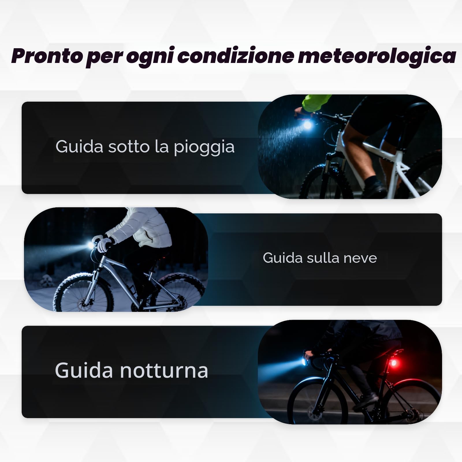 Luci Bicicletta LED Ricaricabili USB 6000mAh - 1010 Lumens Set Luce Anteriore/Posteriore per Bici Elettriche, MTB e Bici da Corsa con Fanale Frontale Potente - Impermeabile 6+4 Modalità