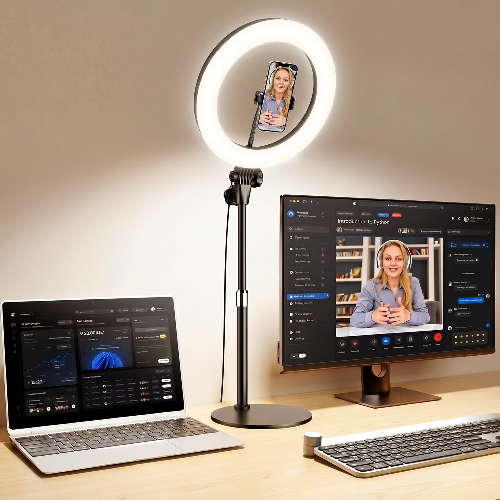 Anillo de luz para ordenador portátil, videoconferencia (negro-A)