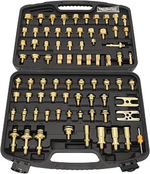 77PCS Automotive AC Leak Detection Kit, Brass Air Conditioning Leak Test Tool Set with Connectors, Portable A/C Leak Tester Repair Kit for Car, Truck and Vehicle AC Systems