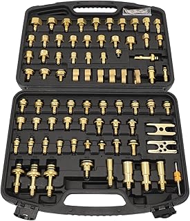 77pcs Automotive Air Conditioning Leak Test Kit Brass Ac Leak Detection Tools Connector Repair Kit for Car Truck Auto AC