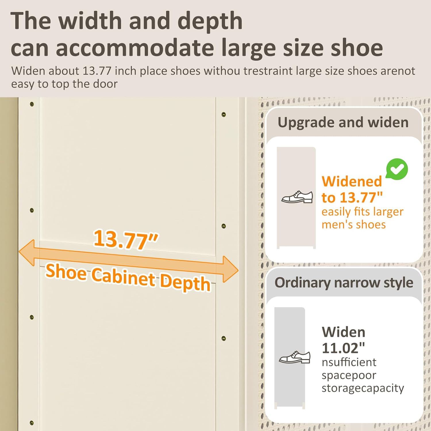 Bamboo Shoe Cabinet for Entryway, 43" Tall 7-Tier Shoe Storage Cabinet with Rattan Doors & Adjustable Shelves, Narrow Farmhouse Shoe Organizer Cabinet Holds 24 Pairs,Beige