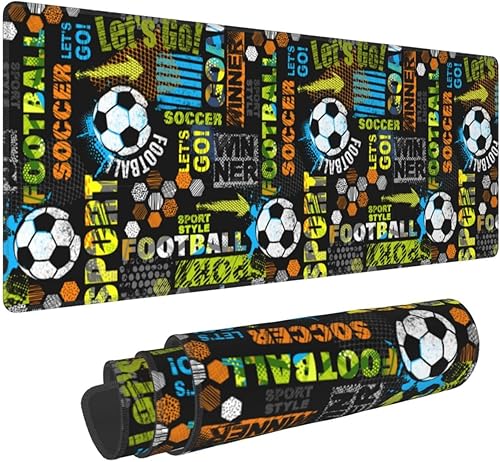Alfombrilla de mouse grande extendida para escritorio, regalos divertidos, alfombrilla de mouse para juegos de fútbol abstracto, alfombrilla de