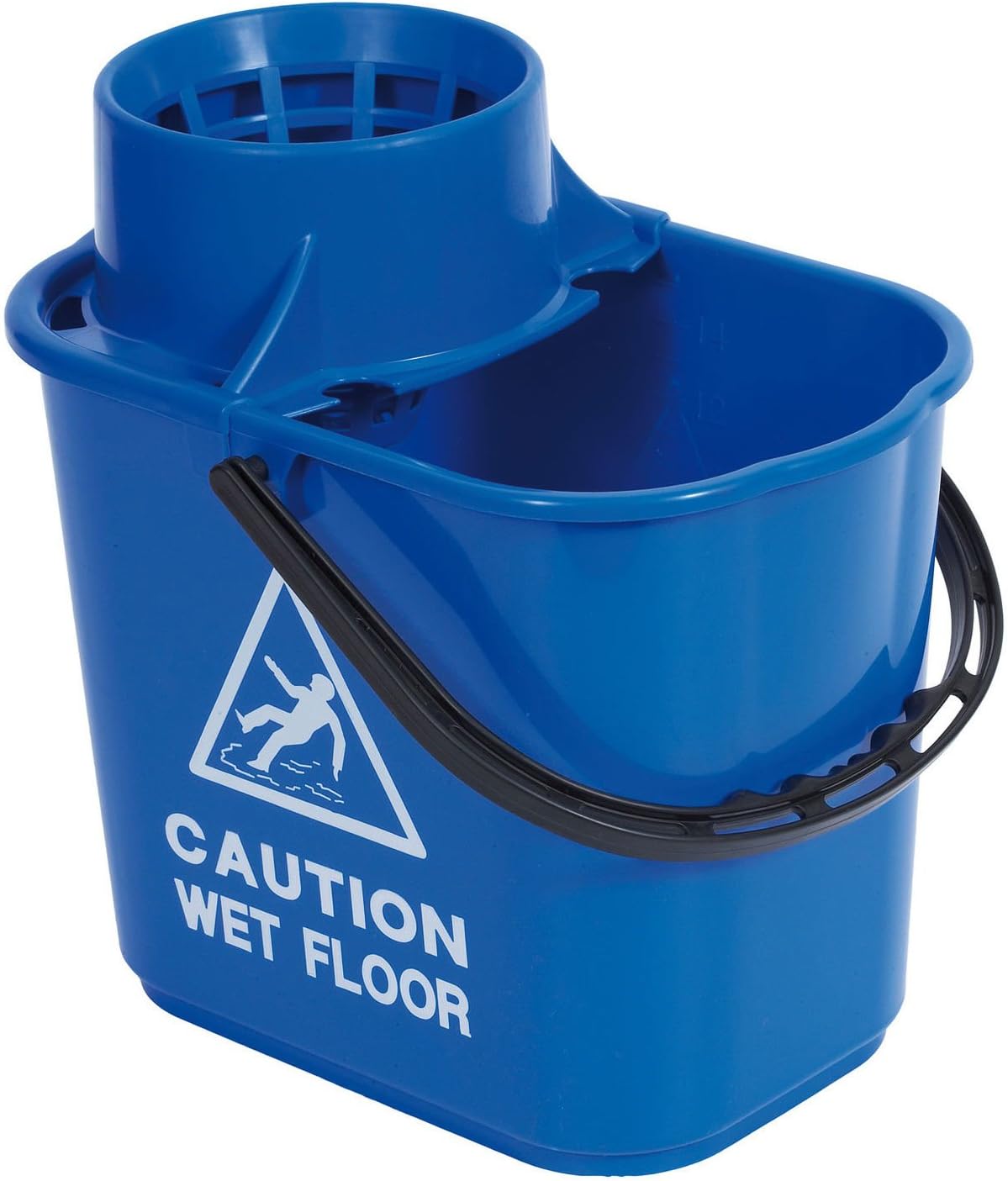 2Work Plastic Mop Bucket with Wringer 15 Litre Blue 102946BU