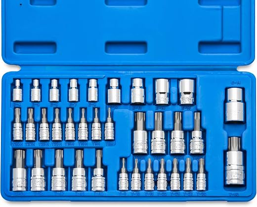 Neiko 10070A Torx Bit Socket and External Torx Socket Set (35 Piece), Cr-V Steel