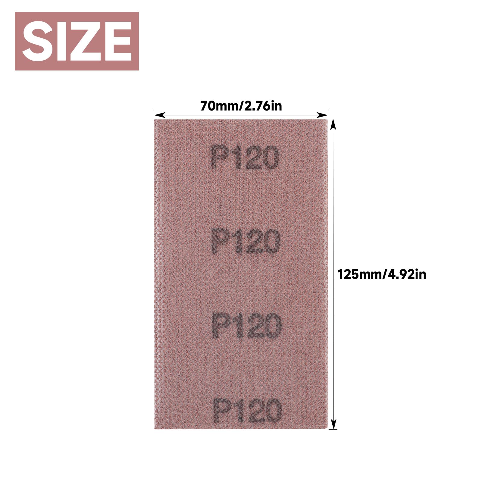 Tiras de lijado de malla 70x125 mm 50 piezas grano P120 para lijar madera masilla barniz plástico