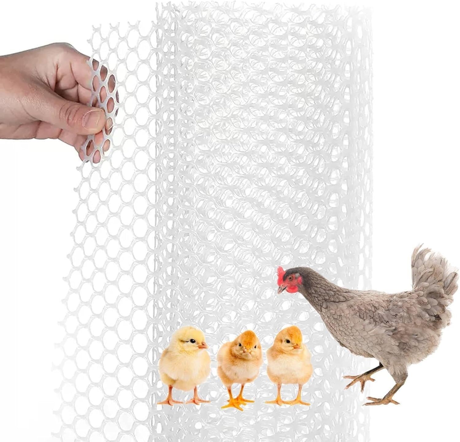 White Plastic Chicken Wire Mesh 0.3 Inch Hole Hexagonal Poultry Mesh Large Outdoor Snow Fence Garden Mesh(0.8x5m/2.6x16.4ft)