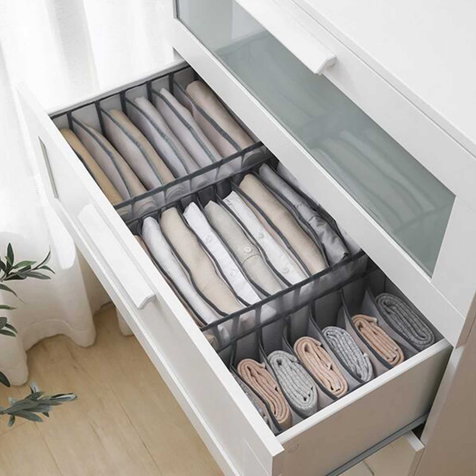 Organisateur de vêtements de tiroir de haute qualité, pliable de vêtements pliable laver le tiroir Organisateur Organisateur for jeans minces, Leggings, sous-vêtements, chaussettes, t-shirts (4 pièces