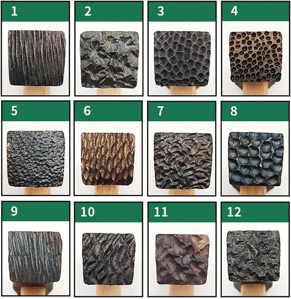 Jieotwice 12PCS Gold and Silver Jewellery Texture Hammer Processing Hammering Engraving Texture Hammering Gold Tools