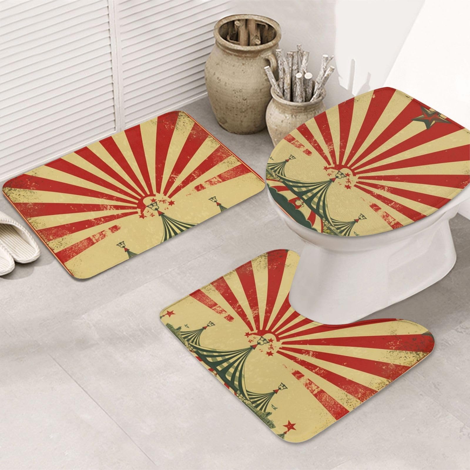 Tapis de sol antidérapant motif cirque pour salle de bain et WC