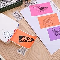 Vista 7 de Phomemo M02 Mini impresora térmica Bluetooth con 3 rollos de papel adhesivo colorido, compatible con iOS + Android para diario de planos, notas